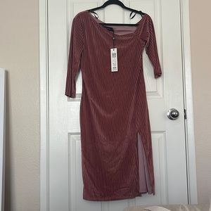 Pink Velvet Midi Dress